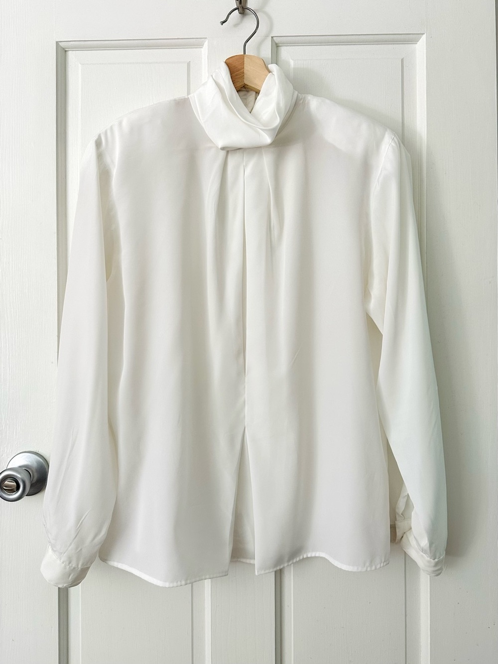 Vintage Christian Dior White High Neck Blouse Button Back Victorian Size 8